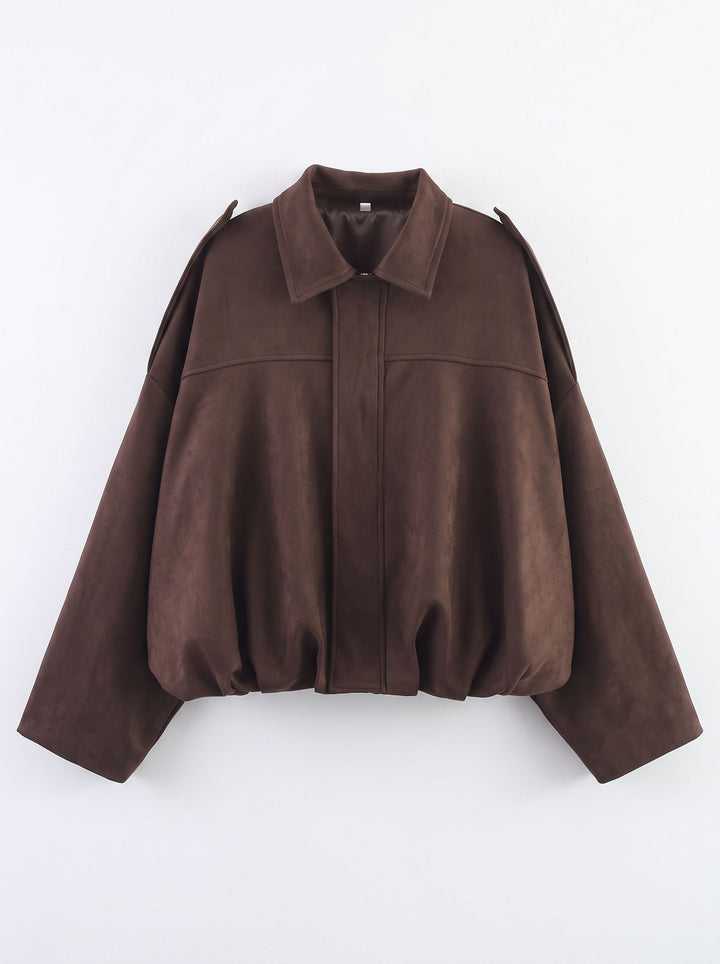 Oversized Suede Bubble Hem Jacket