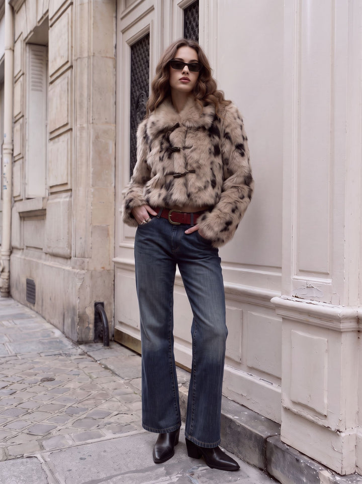 Cropped Plush Faux Fur Jacket