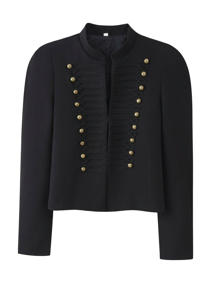 Gold Button Military Cropped Jacket