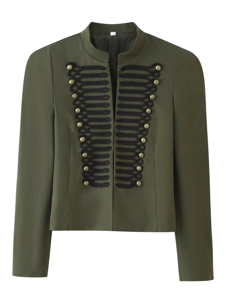 Gold Button Military Cropped Jacket