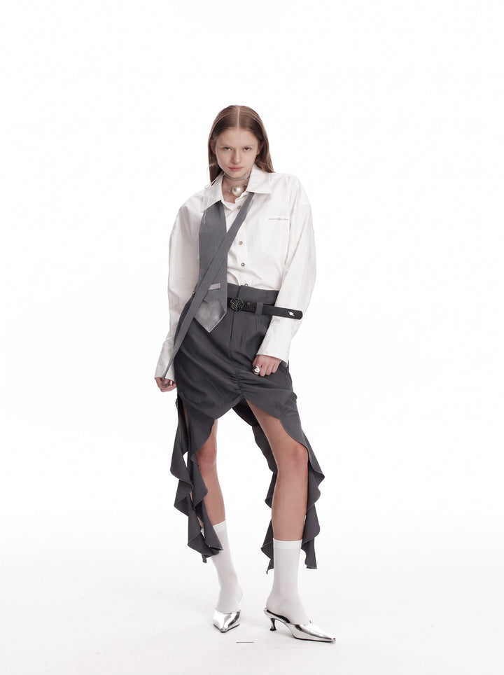 Avant Garde Ruffled Midi Skirt
