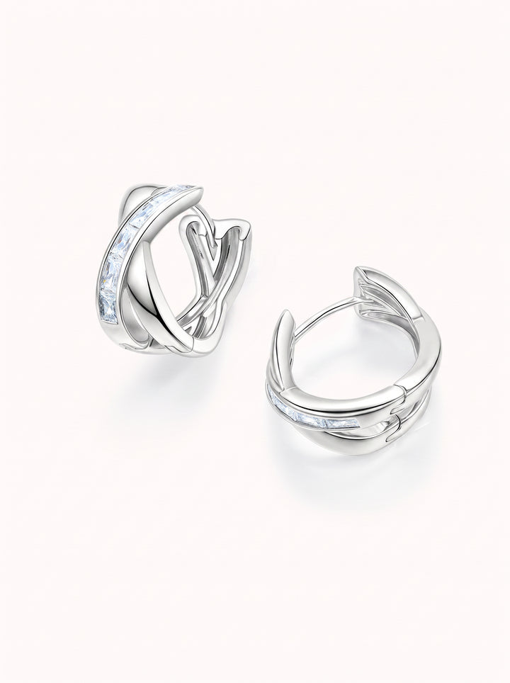 Elegant Sparkling Cross Huggie Earrings
