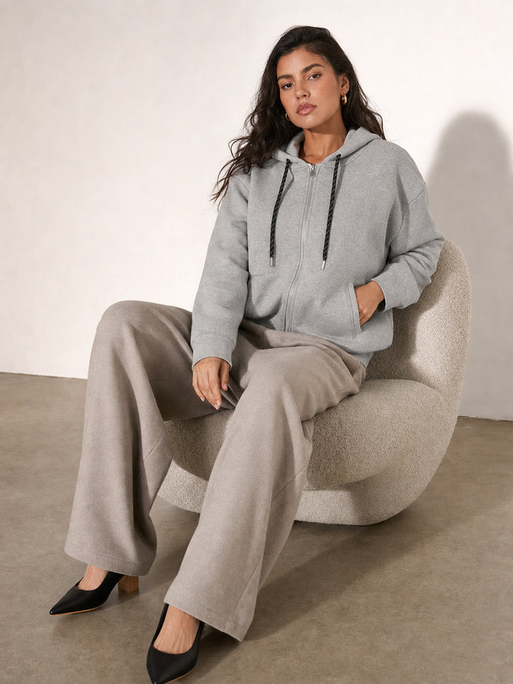 Oversized Cropped Zip Up Hoodie