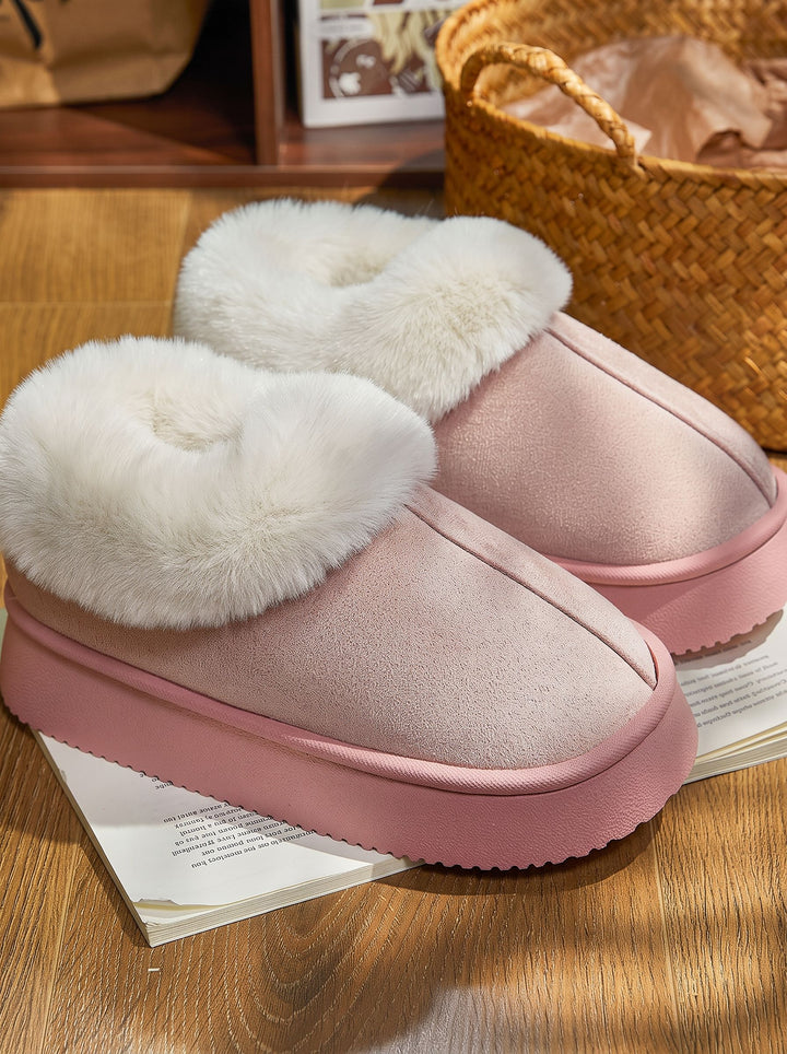 Cozy Plush Platform Suede Ankle Boots