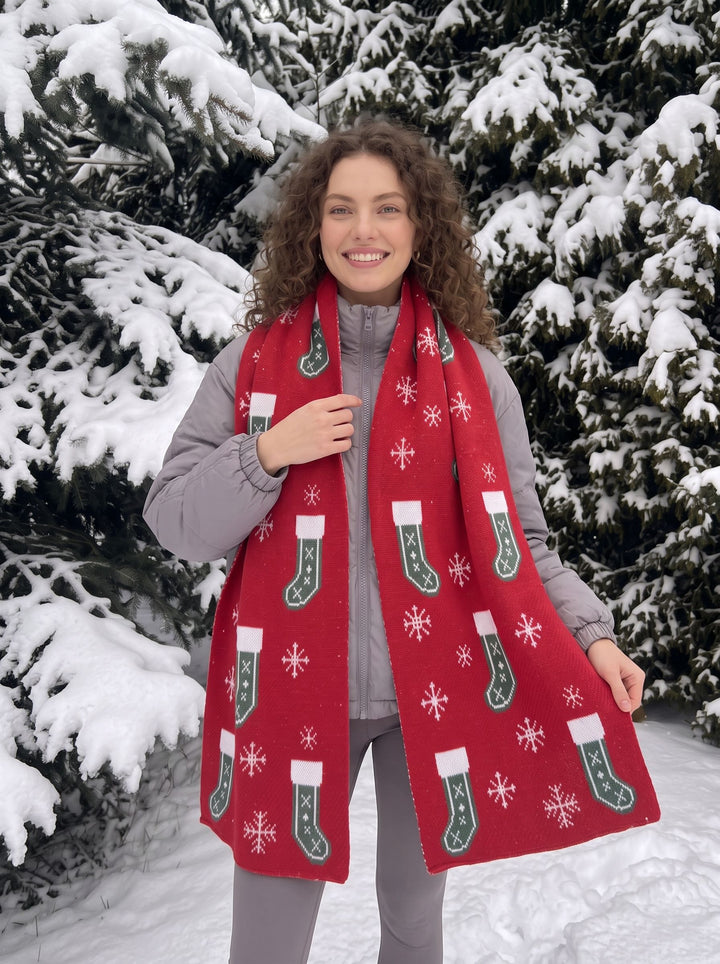 Cozy Festive Christmas Pattern Scarf