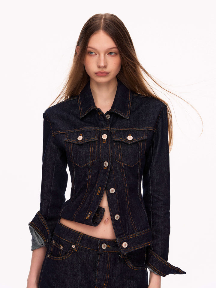 Fitted Dark Wash Denim Jacket