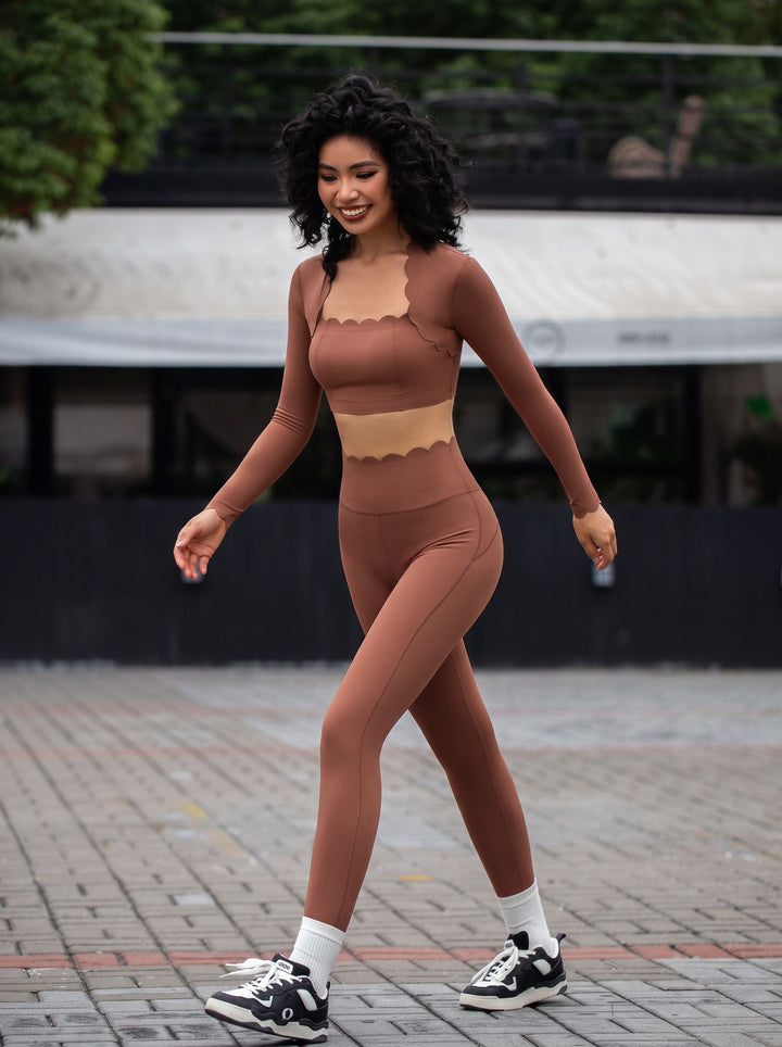 Scalloped Edge Long Sleeve Athletic Shirt
