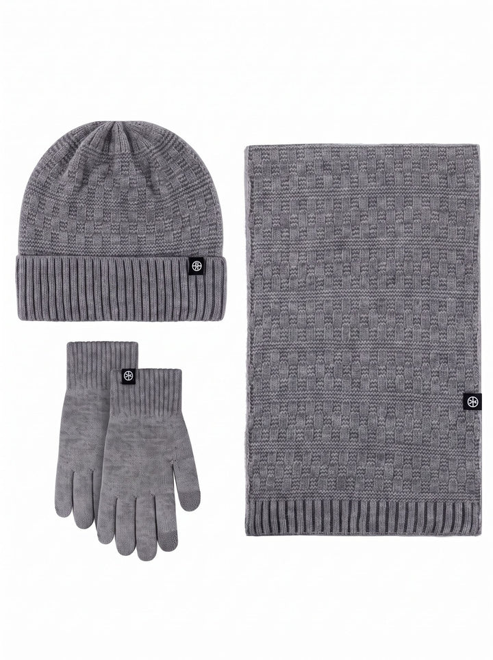 Cozy Thermal Winter Knit Beanie Hat 3‑Piece Set