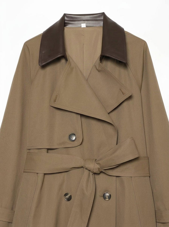 Cropped Belted Trench Coat Jacket