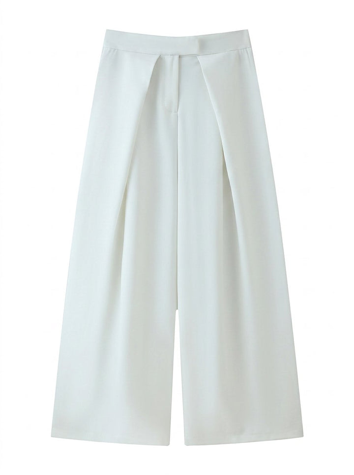 High Waisted Pinstripe Wide Leg Trousers