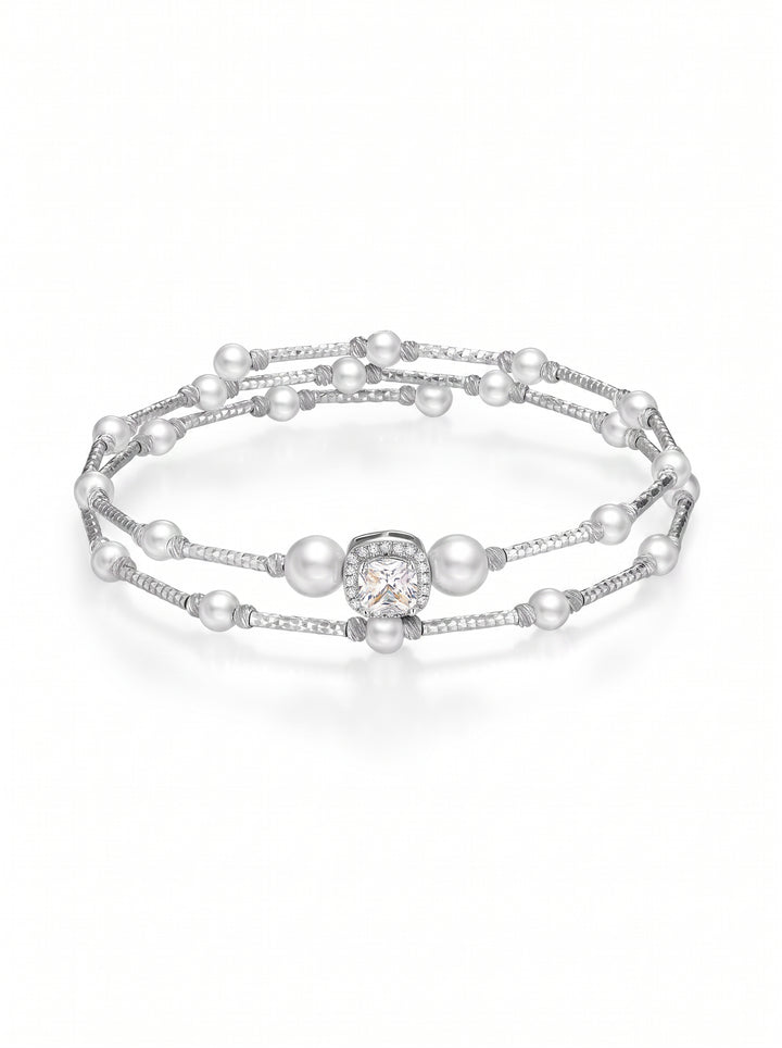 Elegant Pearl Crystal Wrap Bracelet