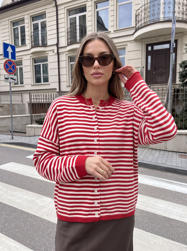 Oversized Striped Button Down Cardigan