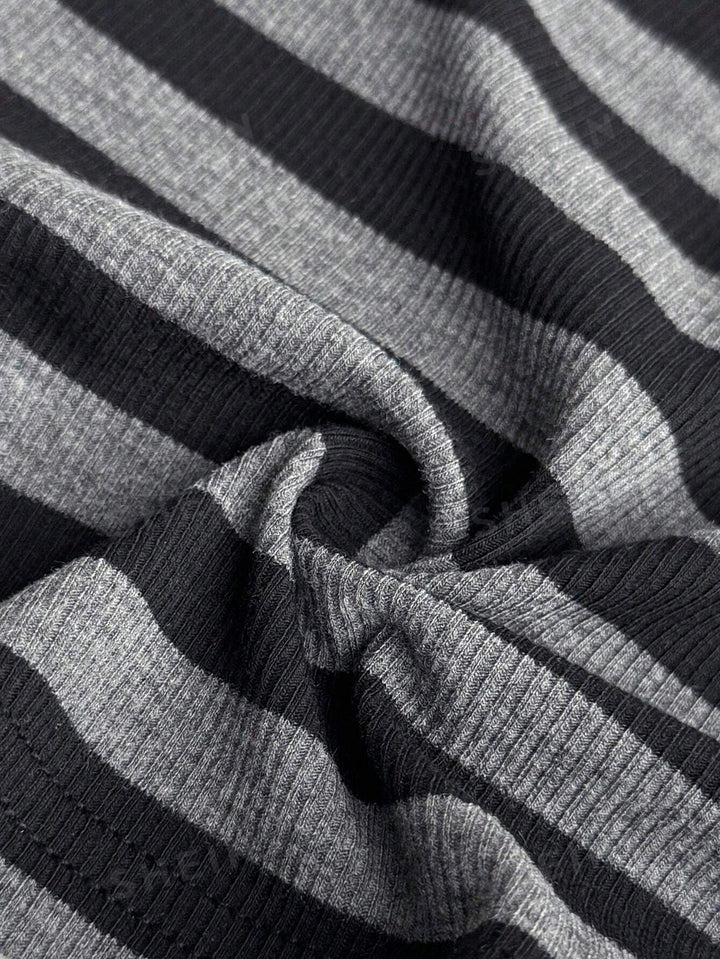Cropped Striped Zip Up Hoodie