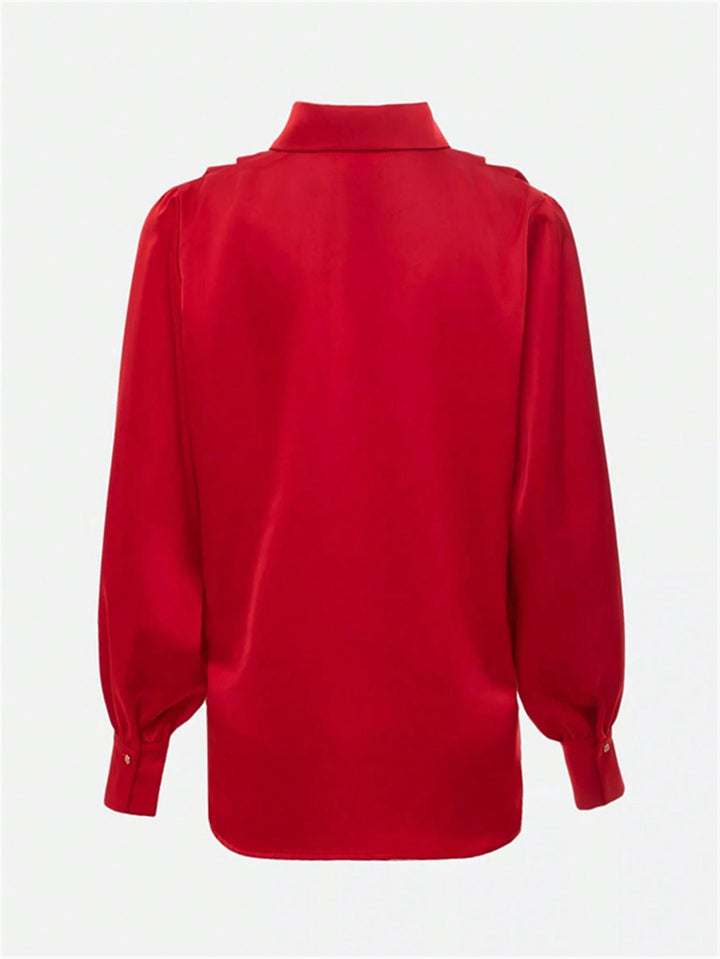 Elegant Satin Point Collar Button Shirt