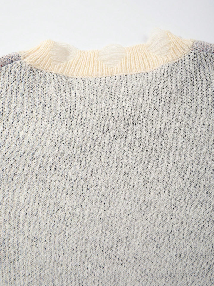 Distressed Graphic Oversized Knit Sweater