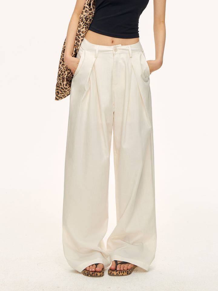 High Waisted Pleated Wide Leg Pants