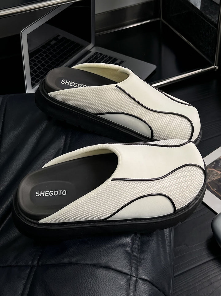 Comfy Platform Mesh Slip On Mules