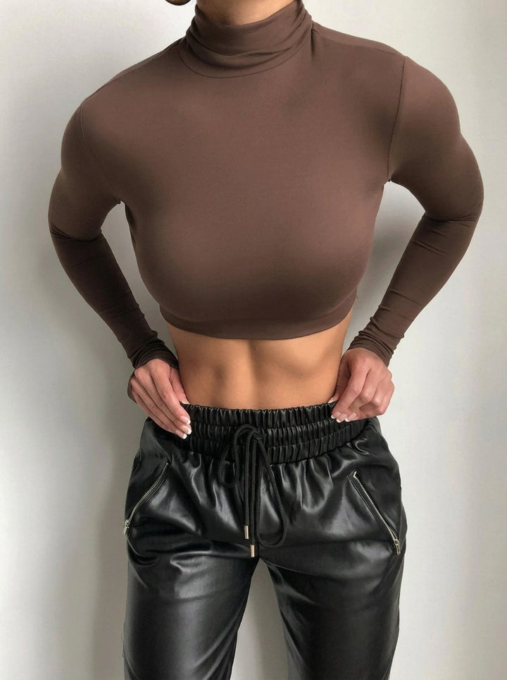 Seamless Mock Neck Cropped Tee