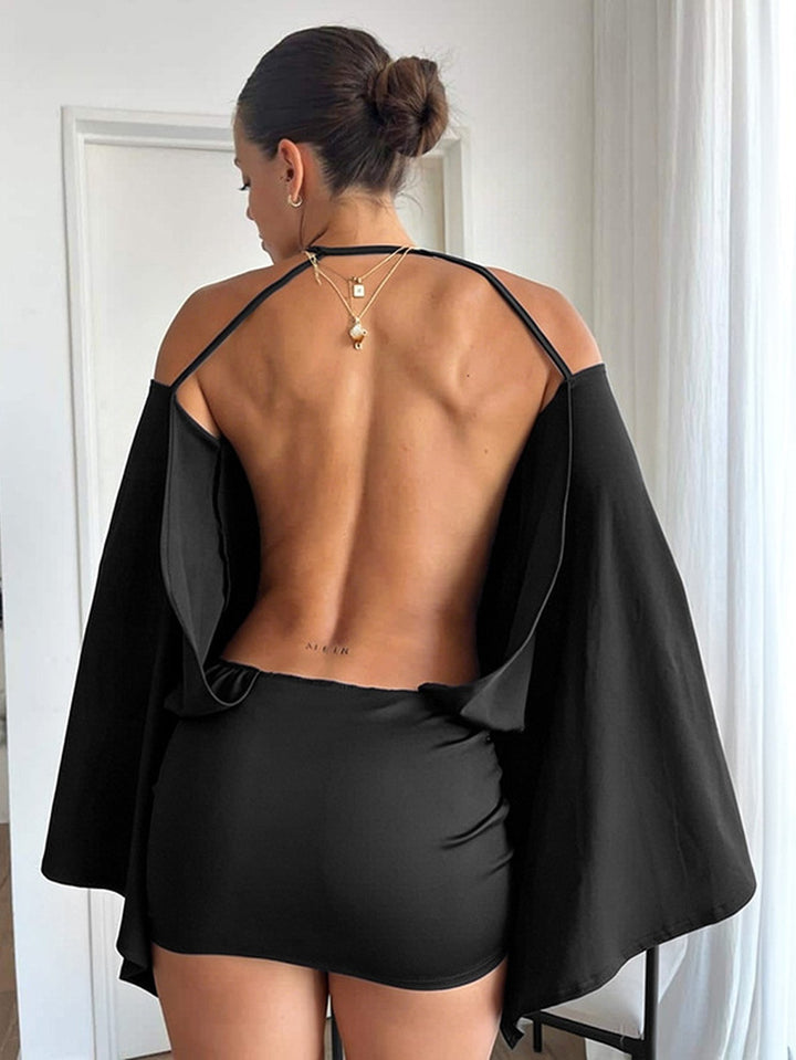 Cold Shoulder Bell Sleeve Mini Dress