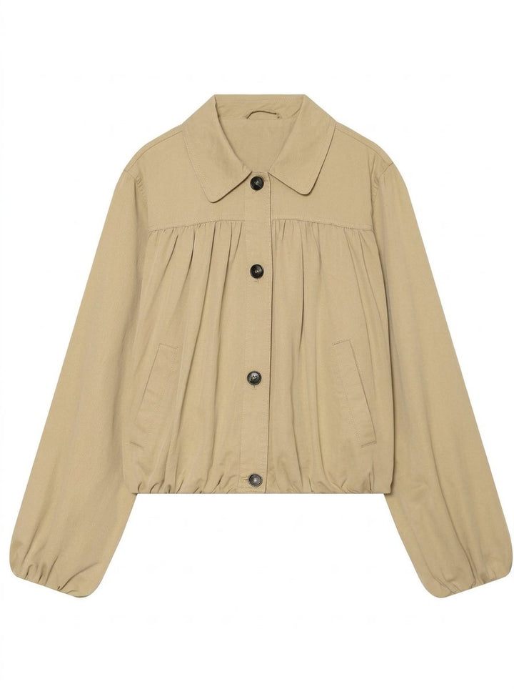 Pleated Button Up Crop Jacket