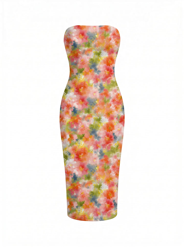 jessica Reilly's Watercolor Floral Print Midi Dress