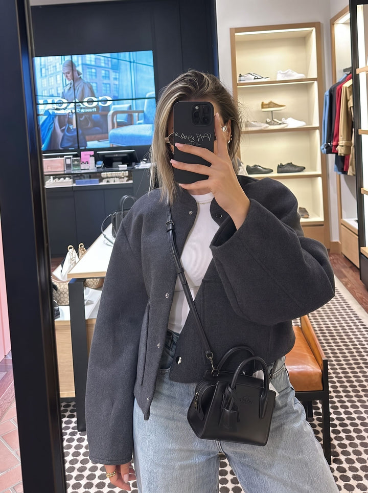 Cozy Wool Blend Snap Button Jacket