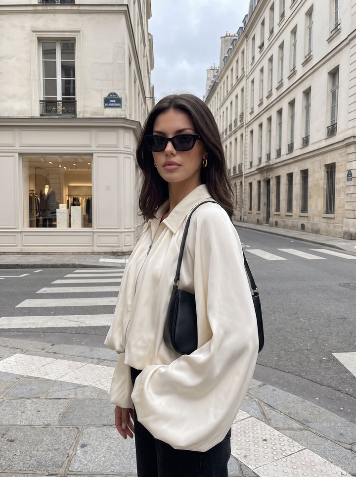 Oversized Pleated Zip Up Jacket