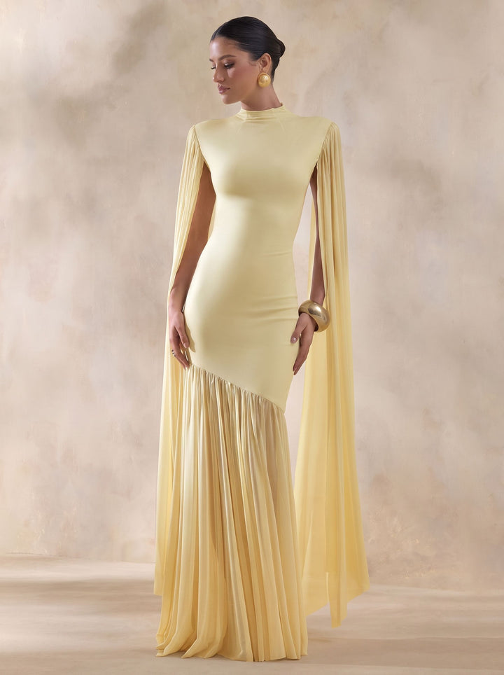 Elegant Cape Sleeve Maxi Dress