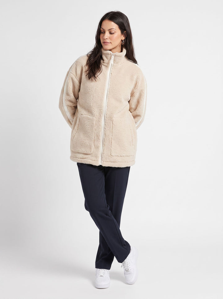 Cozy Oversized Striped Sherpa Jacket