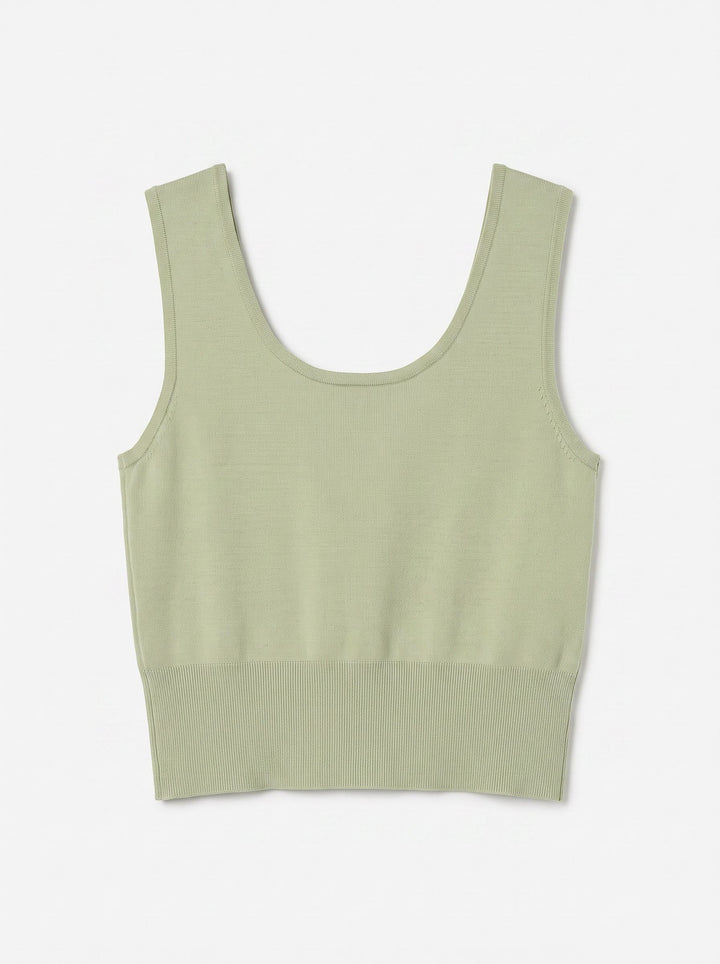 Seamless Ribbed Scoop Neck Workout Tank