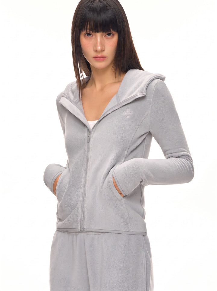 Slim Fit Velour Zip Hoodie