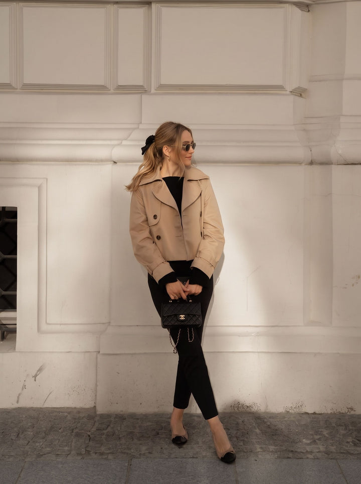 Double Breasted Cropped Trench Coat