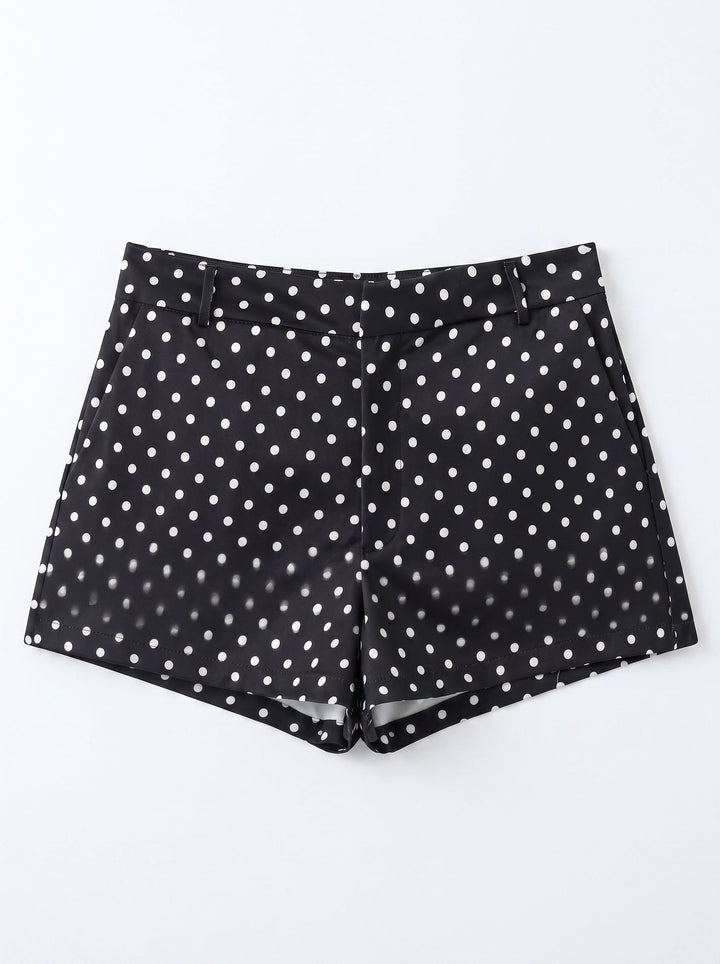 Polka Dot Cropped Stand Collar Jacket