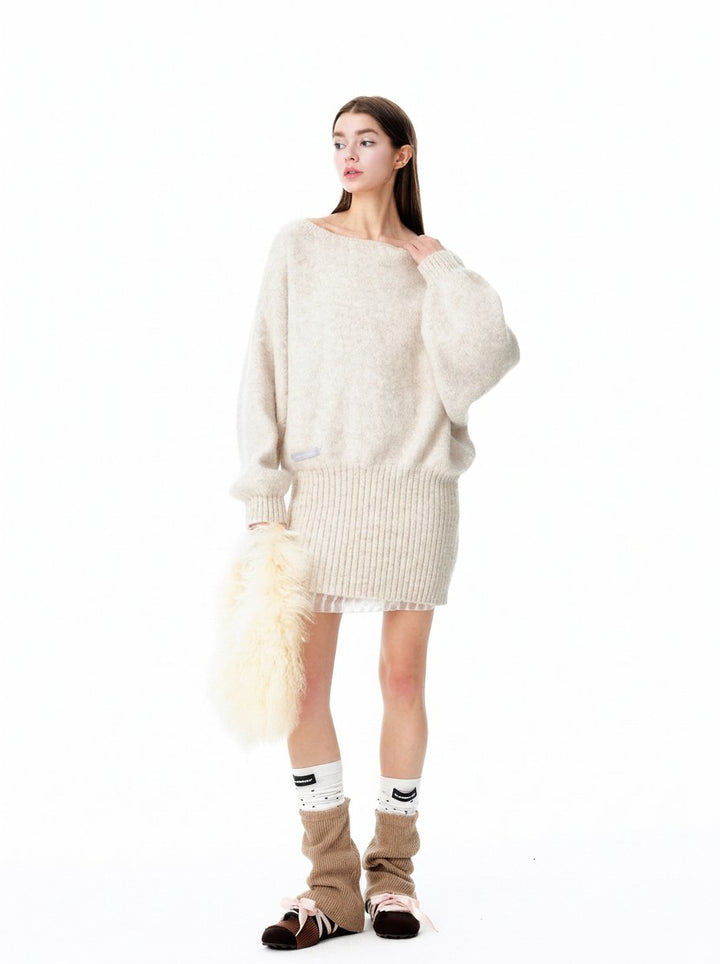 Cozy Oversized Ribbed Knit Sweater Dress