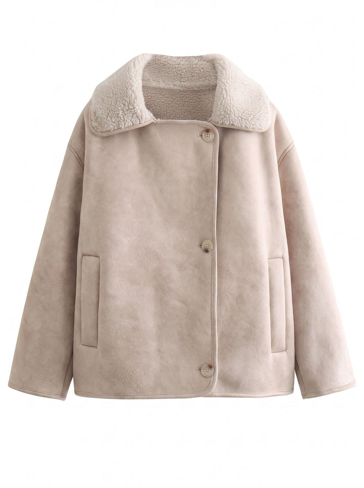 Cozy Faux Suede Sherpa Coat