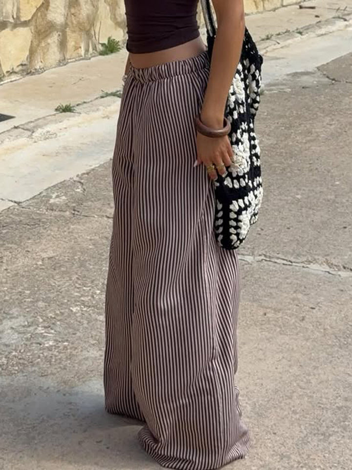 High Waisted Striped Wide Leg Pants