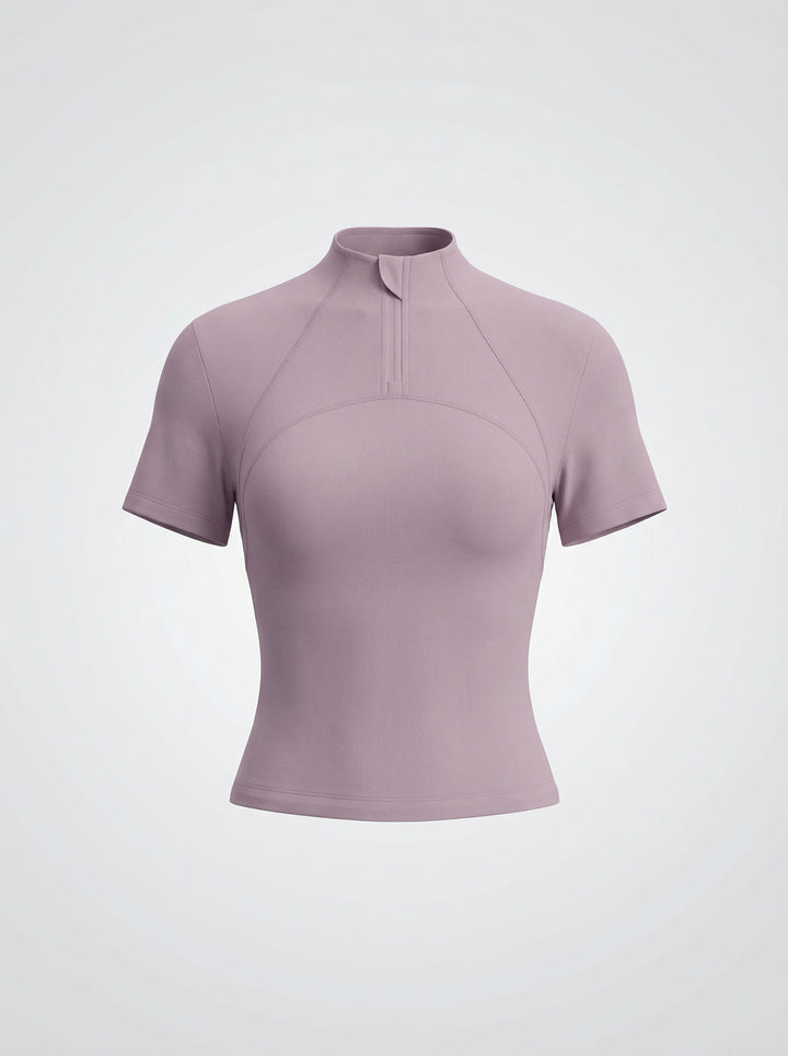 Mock Neck Half-Zip Sporty Yoga Top