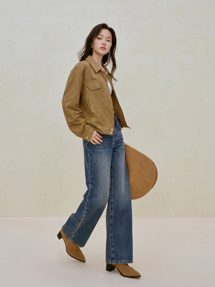Classic Suede Button Up Jacket