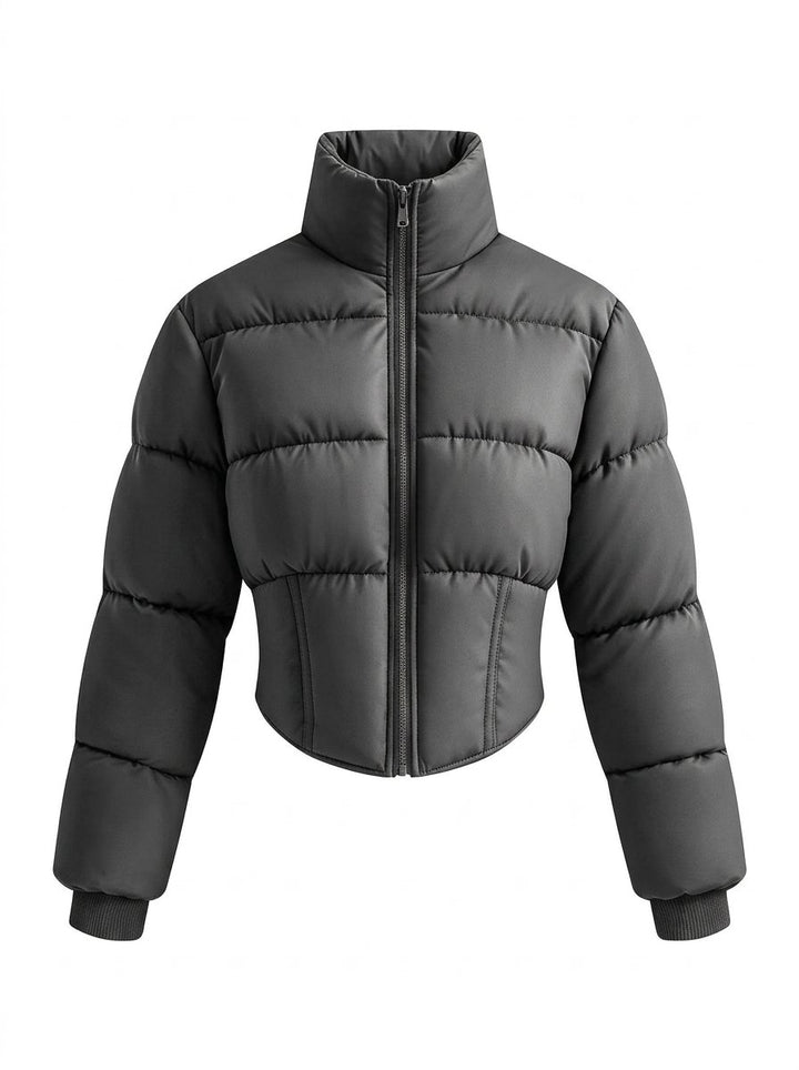 Cropped Stand Collar Puffer Jacket