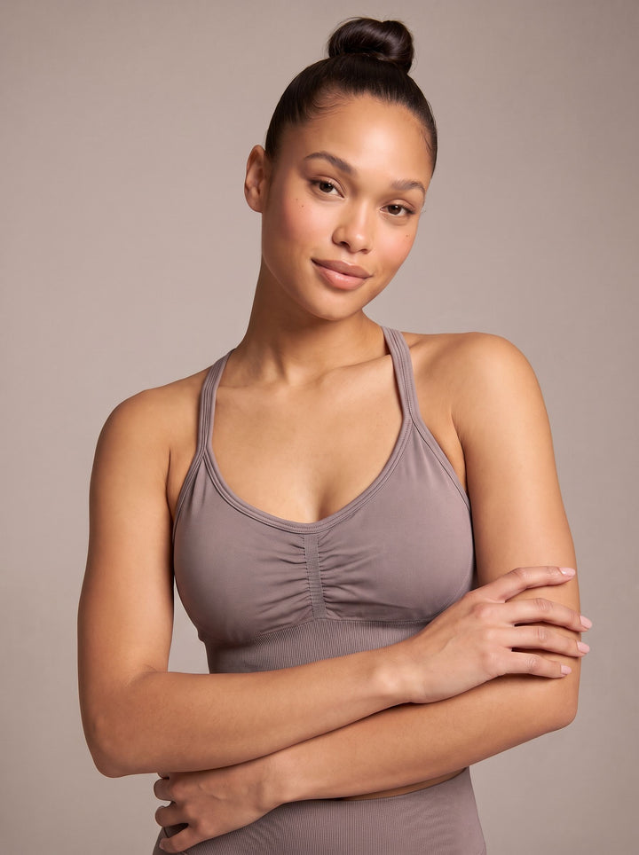 Seamless Ruched Racerback Sports Bra
