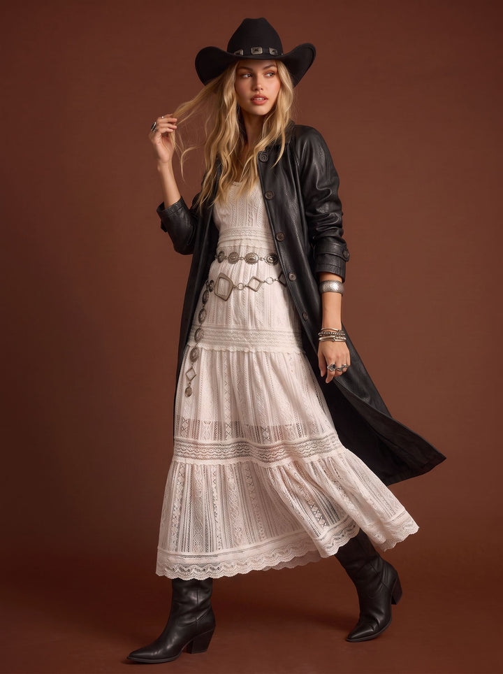 Oversized Button Down Faux Leather Trench
