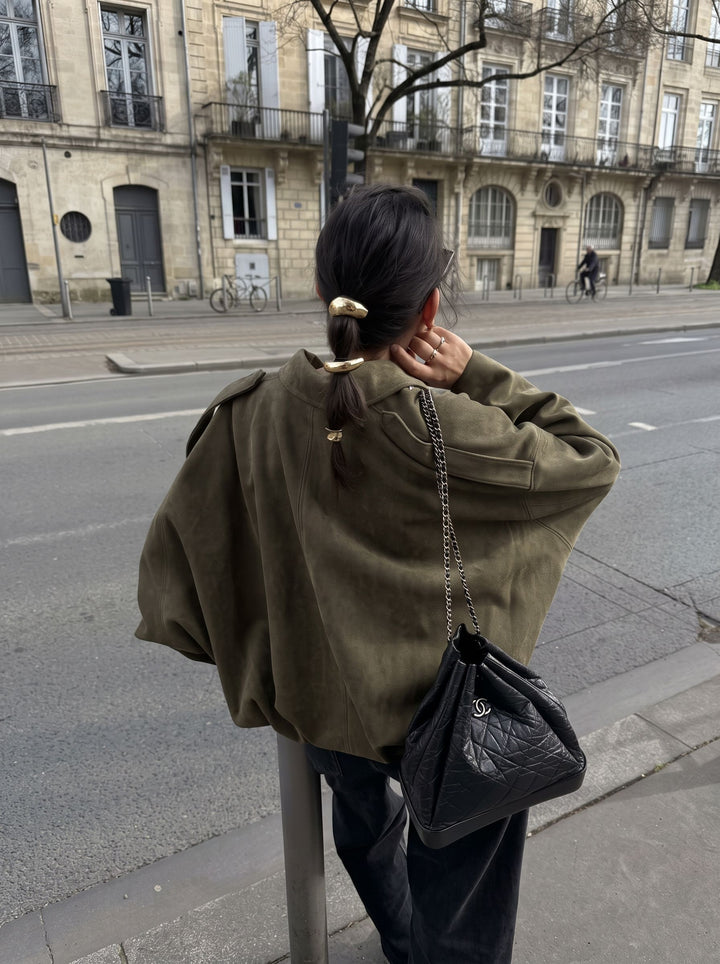 Oversized Suede Bubble Hem Jacket
