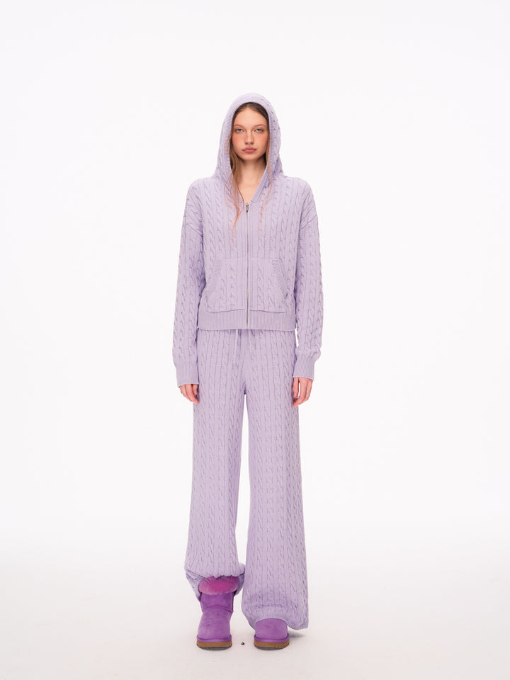 Cozy Cable Knit Wide Leg Pants