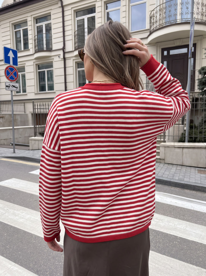 Oversized Striped Button Down Cardigan