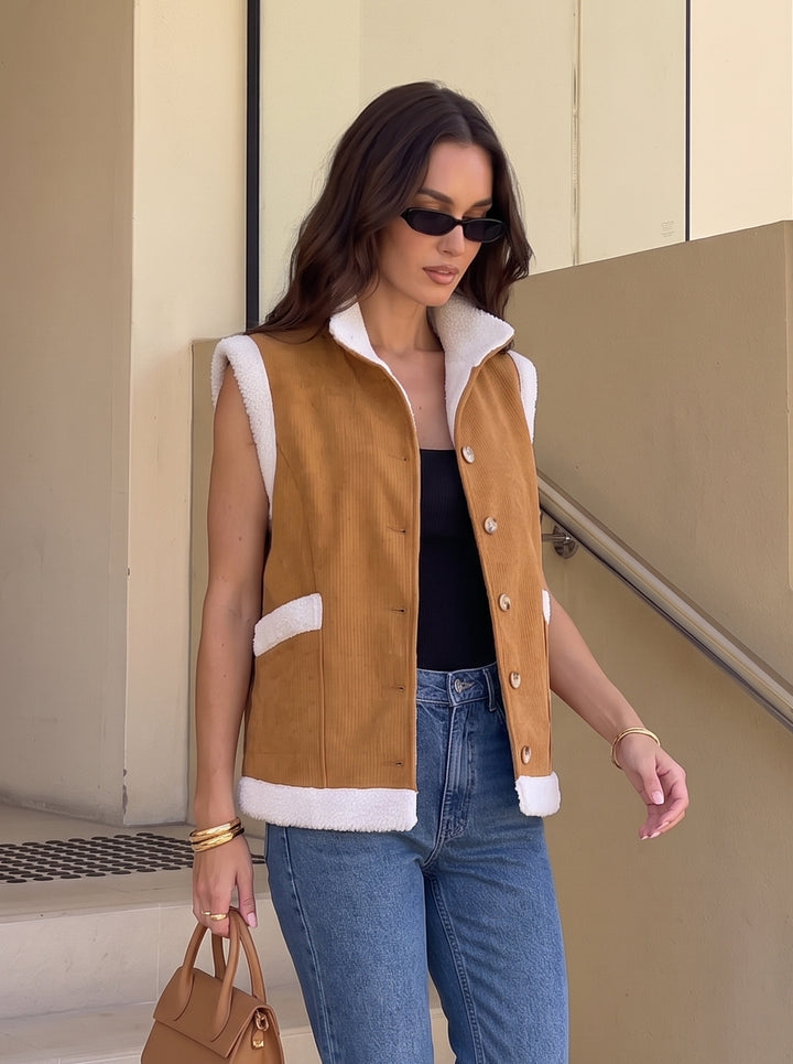 Cozy Sherpa Lined Corduroy Vest