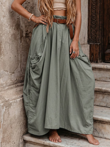 Boho Flowy Cotton Maxi Skirt