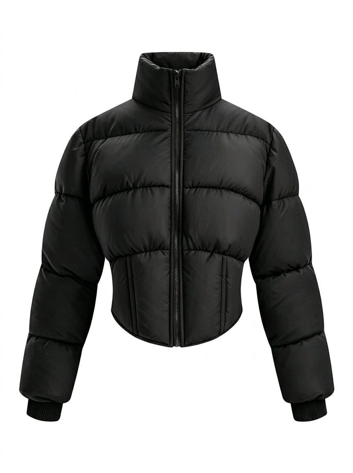 Cropped Stand Collar Puffer Jacket