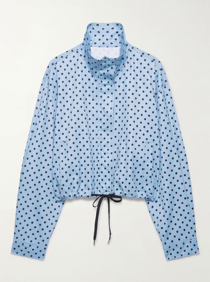 Polka Dot Cropped Stand Collar Jacket