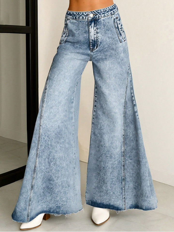 Acid Wash Wide Leg Jeans