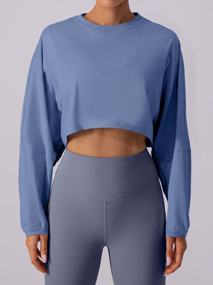 Oversized Cropped Long Sleeve Workout Tee